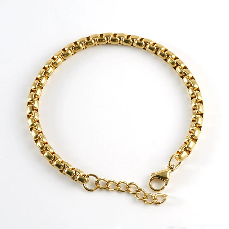 Wholesale Jewelry 316L Stainless Steel Square Geometric Electroplated Chain Bracelet For Unisex - Image 12