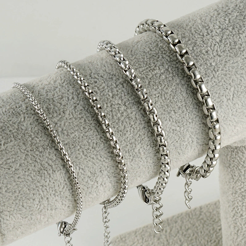 Wholesale Jewelry 316L Stainless Steel Square Geometric Electroplated Chain Bracelet For Unisex - Image 3