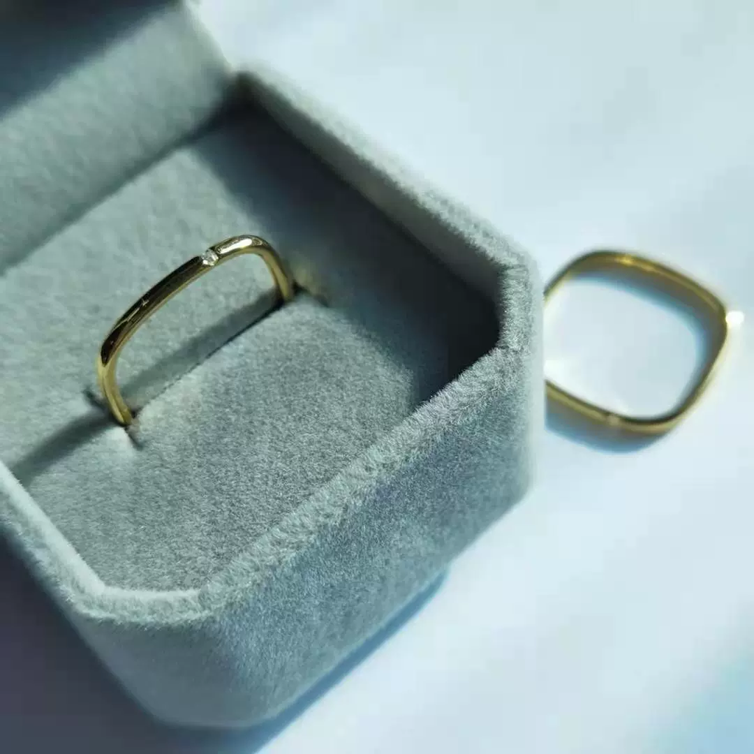 Wholesale Jewelry Titanium Steel Square Geometric Electroplated Women's Ring