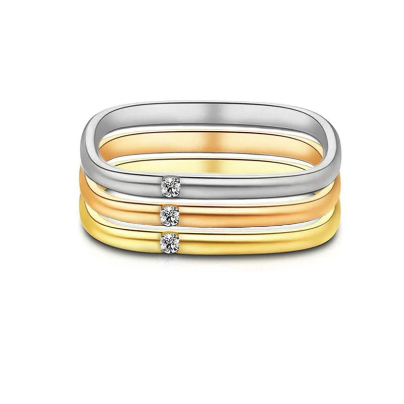 Wholesale Jewelry Titanium Steel Square Geometric Electroplated Women's Ring - Image 2