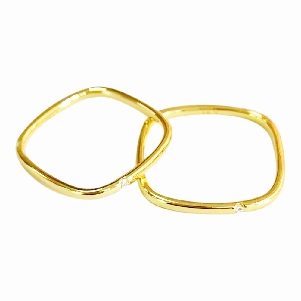 Wholesale Jewelry Titanium Steel Square Geometric Electroplated Women's Ring - Image 4