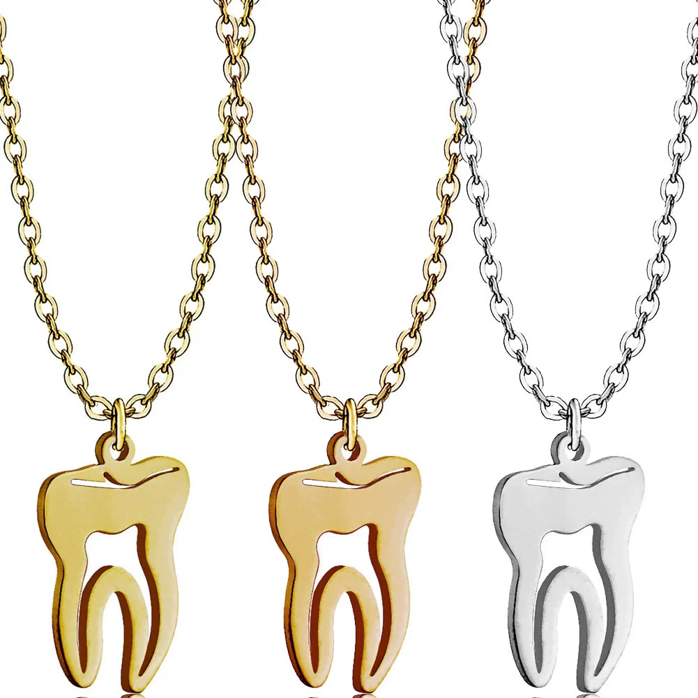 Wholesale Jewelry Tooth Pendant Human Organ Style Titanium Steel And Stainless Steel Geometric Electroplated Unisex Necklace - Image 5