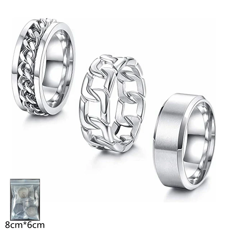 Wholesale Jewelry Ushaped Titanium Steel Chain Ring Brushed Sand Matte Electroplated For Unisex - Image 5