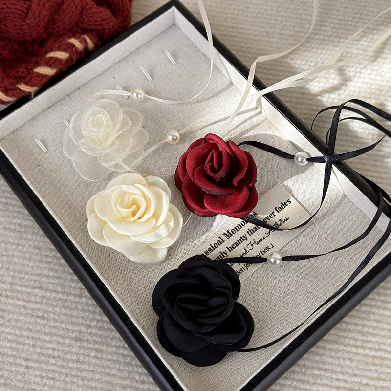 Wholesale Jewelry Vintage Style Flower Cloth Handmade Necklace For Women - Image 3