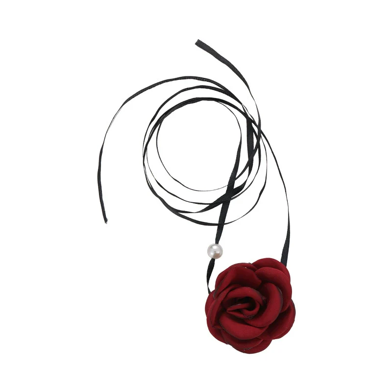 Wholesale Jewelry Vintage Style Flower Cloth Handmade Necklace For Women - Image 5