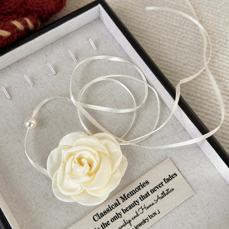 Wholesale Jewelry Vintage Style Flower Cloth Handmade Necklace For Women - Image 7