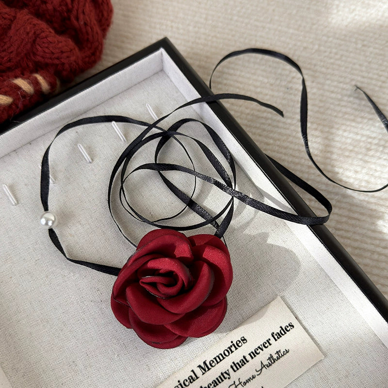 Wholesale Jewelry Vintage Style Flower Cloth Handmade Necklace For Women - Image 8