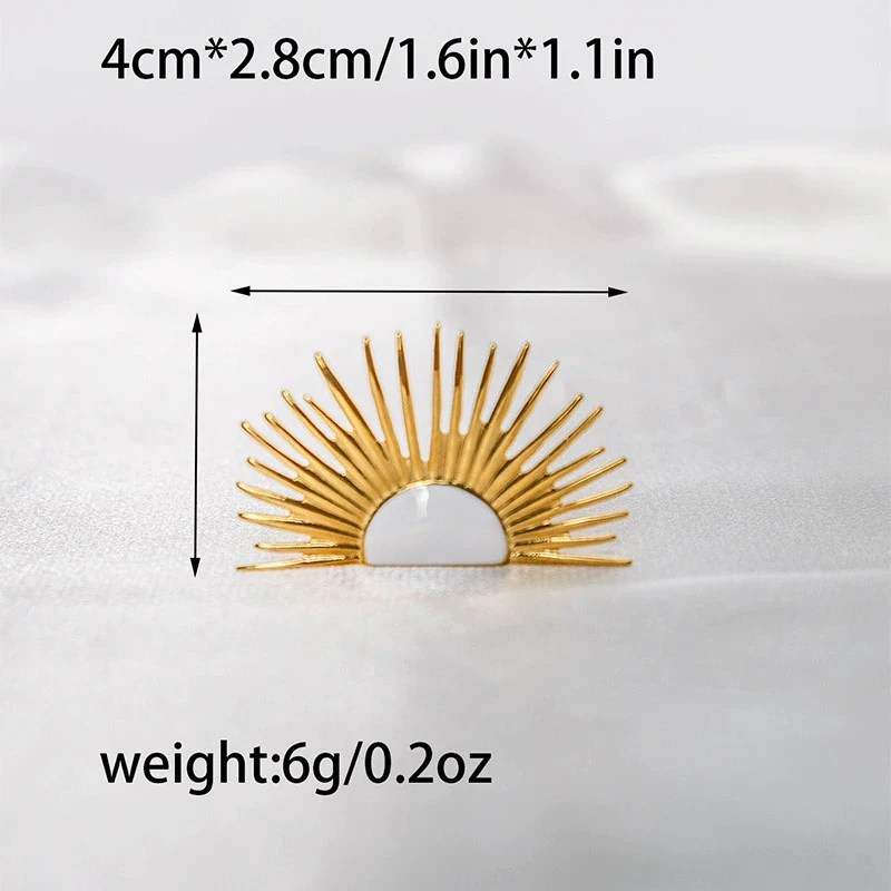Wholesale Jewelry Vintage Style Geometric Stainless Steel Fanshaped Open Ring Earrings With Electroplating - Image 7