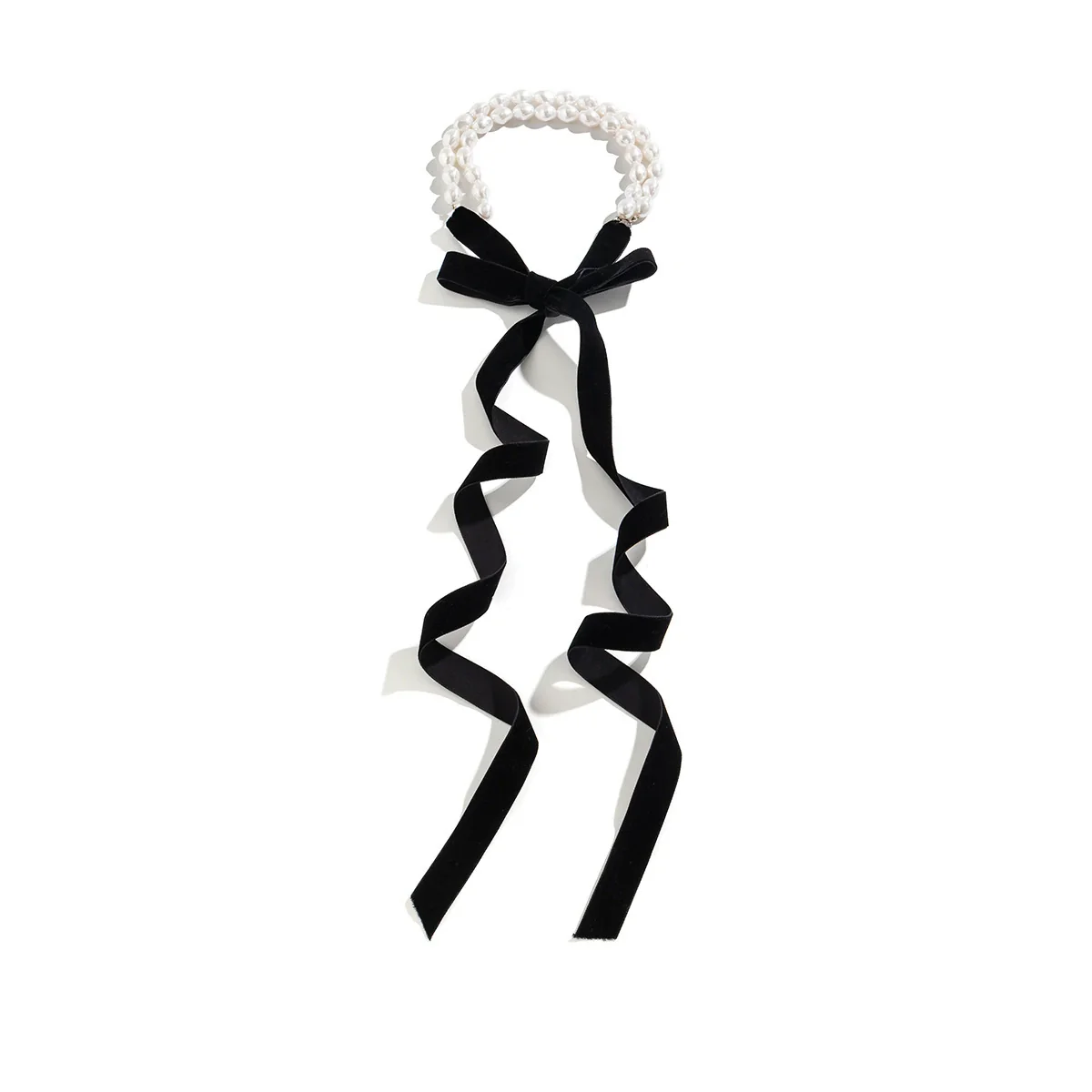 Wholesale Jewelry Vintage Style Imitation Pearl And Flannel Bow Handmade Necklace - Image 5