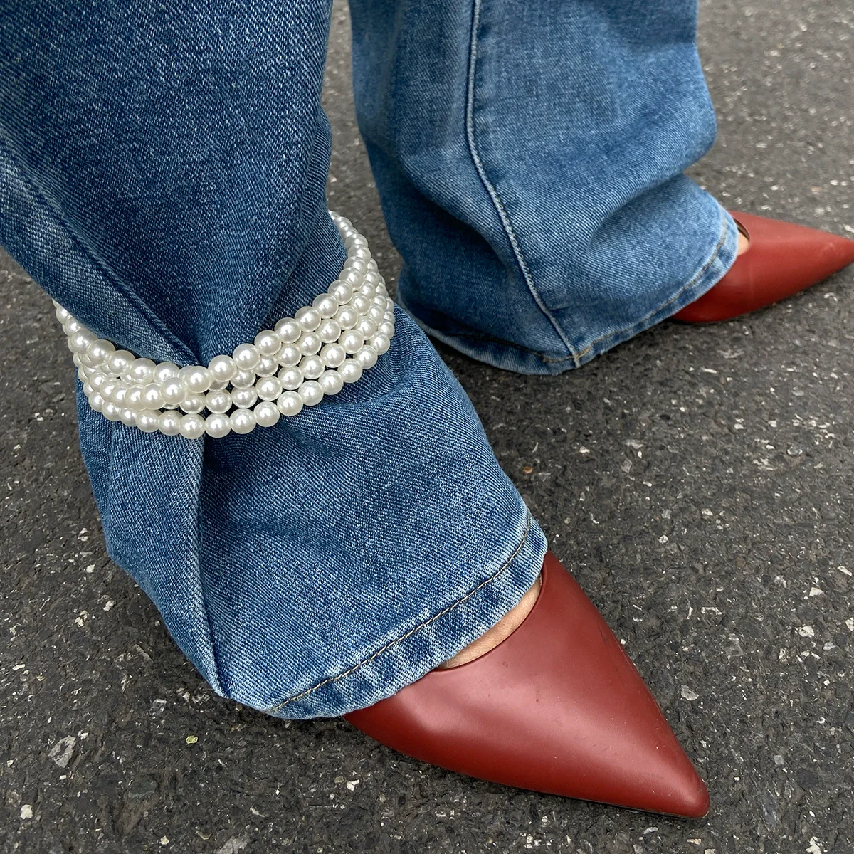 Wholesale Jewelry Women's Anklet Multi Layer Imitation Pearl Beaded Geometric Style - Image 6