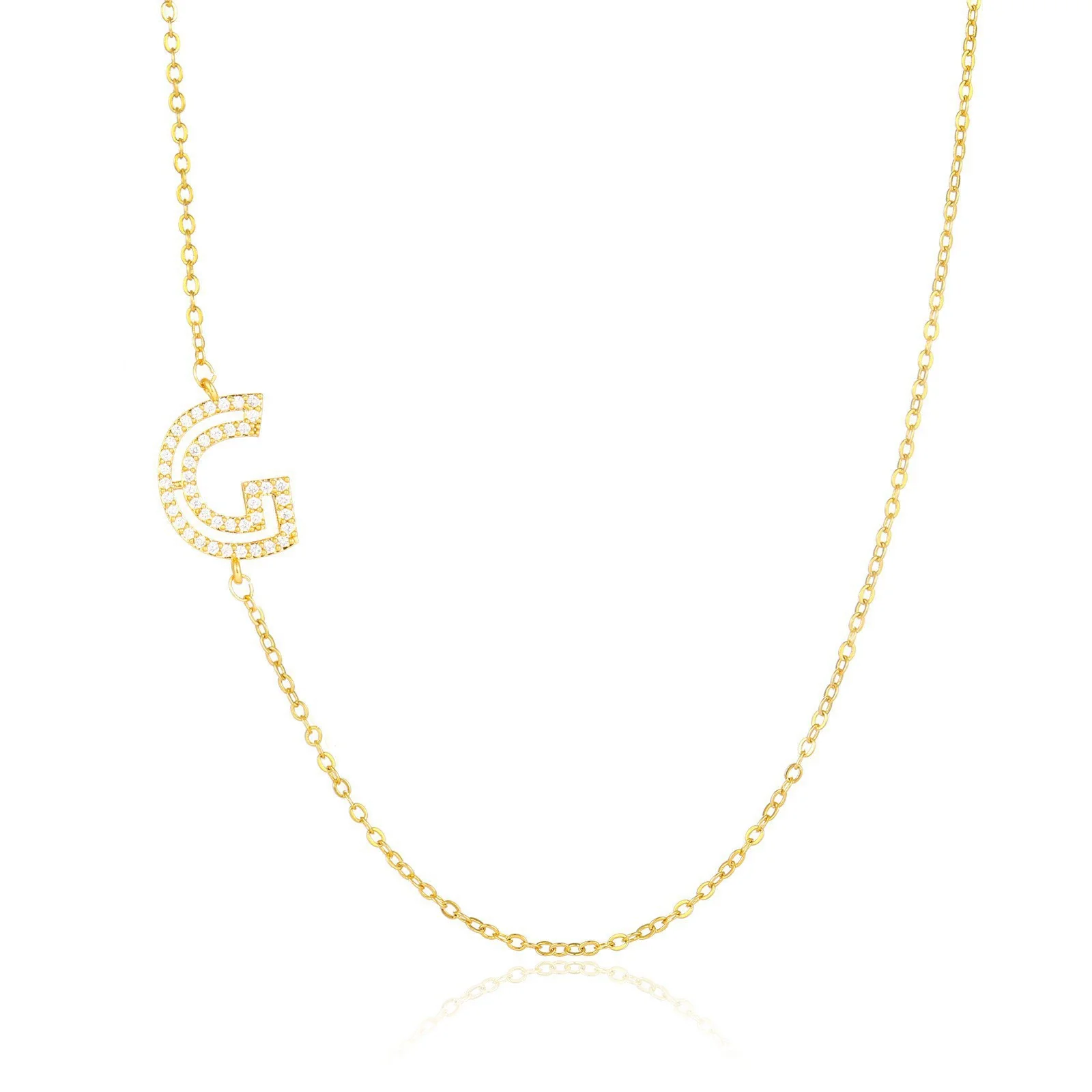 Wholesale Jewelry Women's Clavicle Chain Copper Goldplated Zircon Letter Style - Image 12