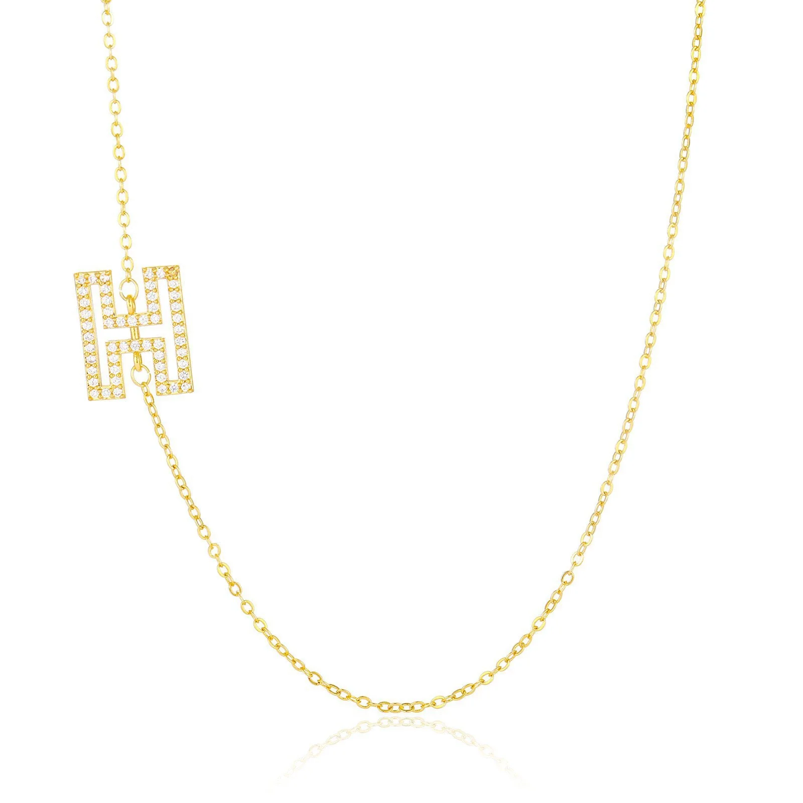 Wholesale Jewelry Women's Clavicle Chain Copper Goldplated Zircon Letter Style - Image 13