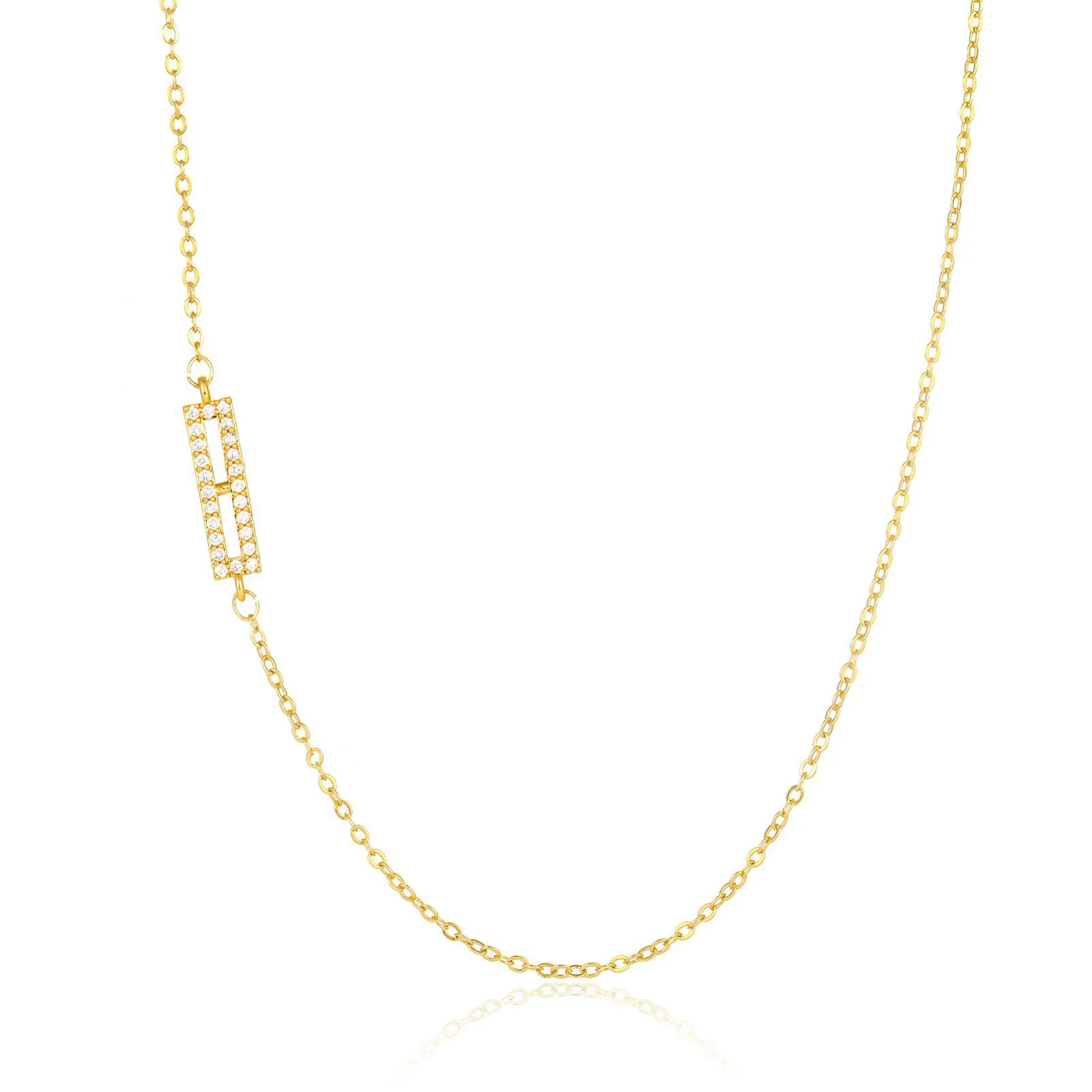Wholesale Jewelry Women's Clavicle Chain Copper Goldplated Zircon Letter Style - Image 14