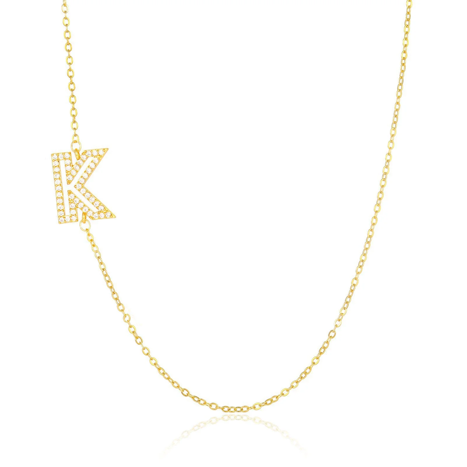 Wholesale Jewelry Women's Clavicle Chain Copper Goldplated Zircon Letter Style - Image 16