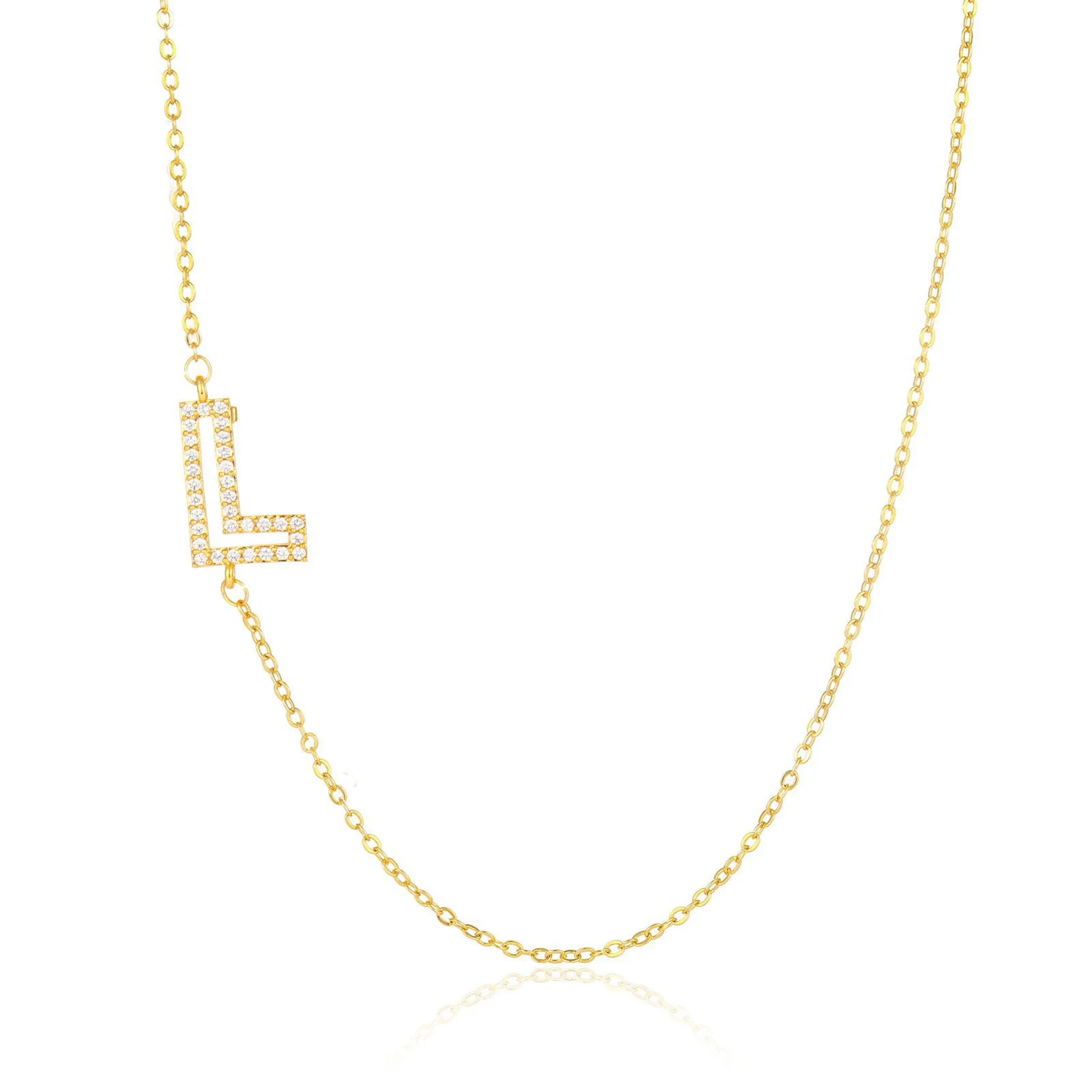 Wholesale Jewelry Women's Clavicle Chain Copper Goldplated Zircon Letter Style - Image 17