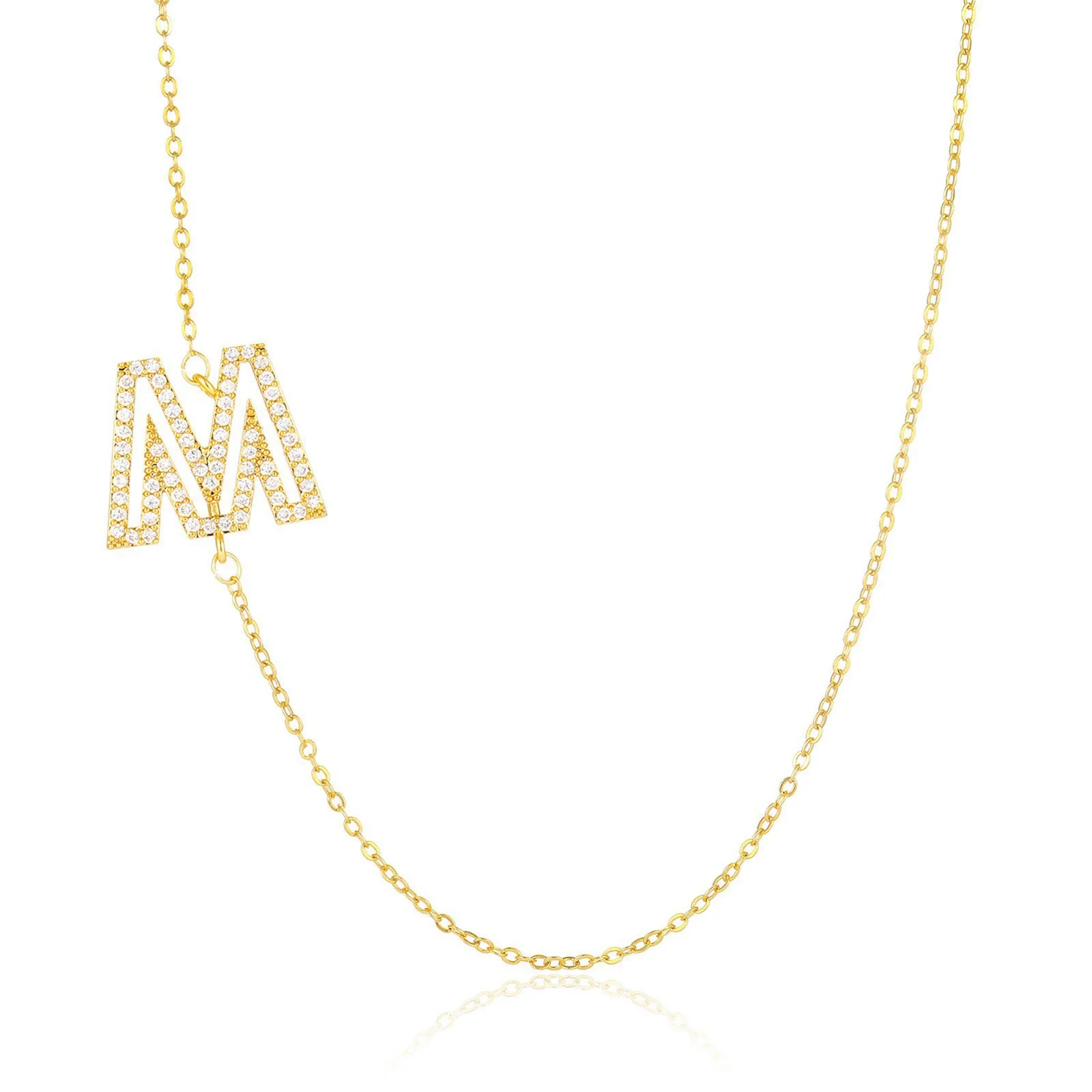 Wholesale Jewelry Women's Clavicle Chain Copper Goldplated Zircon Letter Style - Image 18