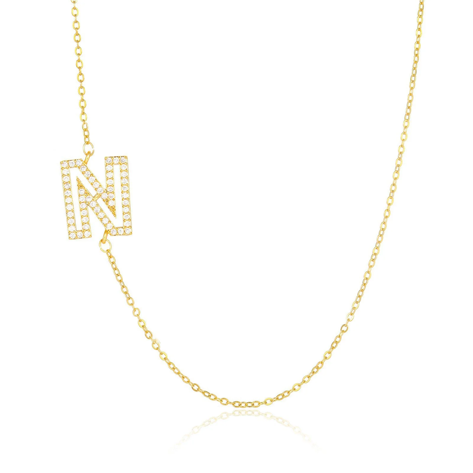 Wholesale Jewelry Women's Clavicle Chain Copper Goldplated Zircon Letter Style - Image 19