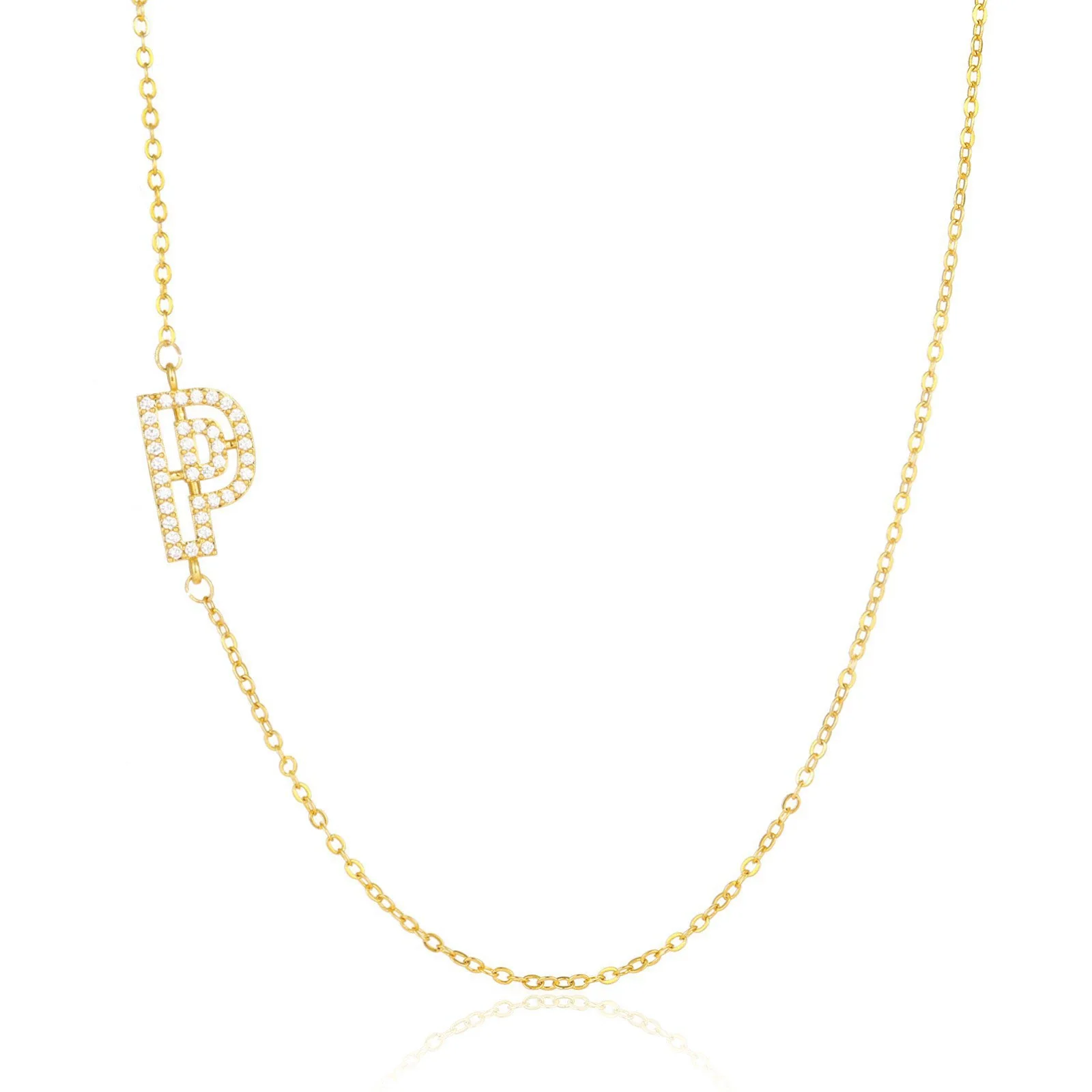 Wholesale Jewelry Women's Clavicle Chain Copper Goldplated Zircon Letter Style - Image 21