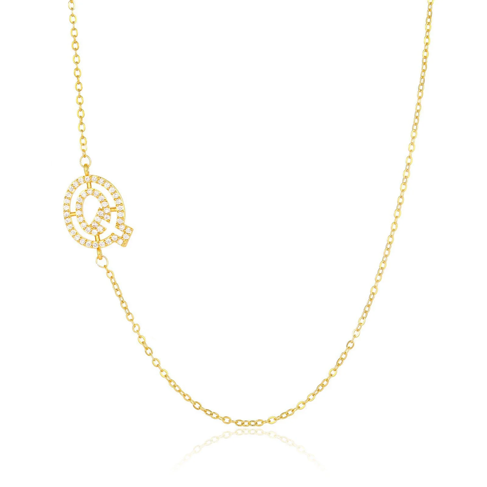 Wholesale Jewelry Women's Clavicle Chain Copper Goldplated Zircon Letter Style - Image 22