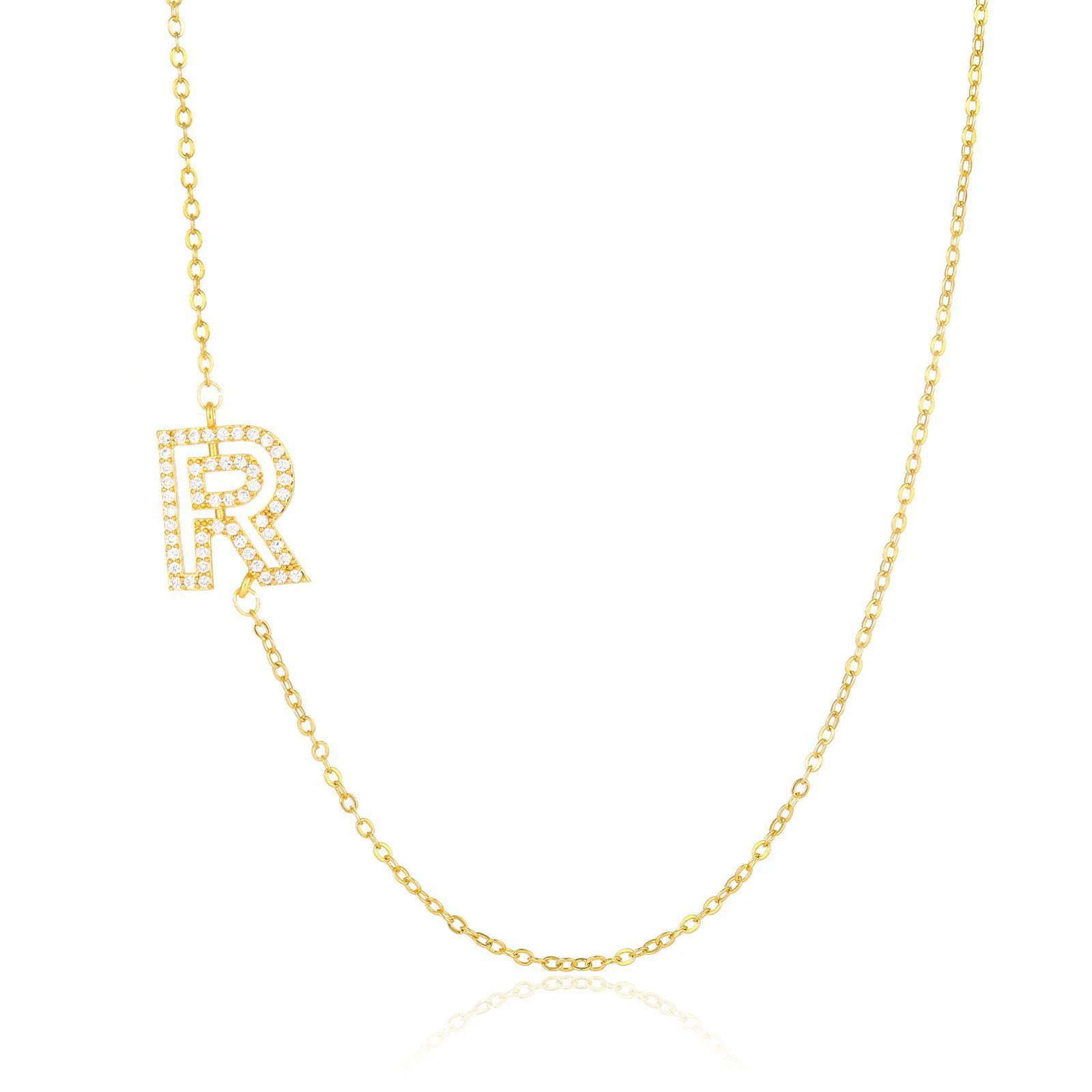 Wholesale Jewelry Women's Clavicle Chain Copper Goldplated Zircon Letter Style - Image 23