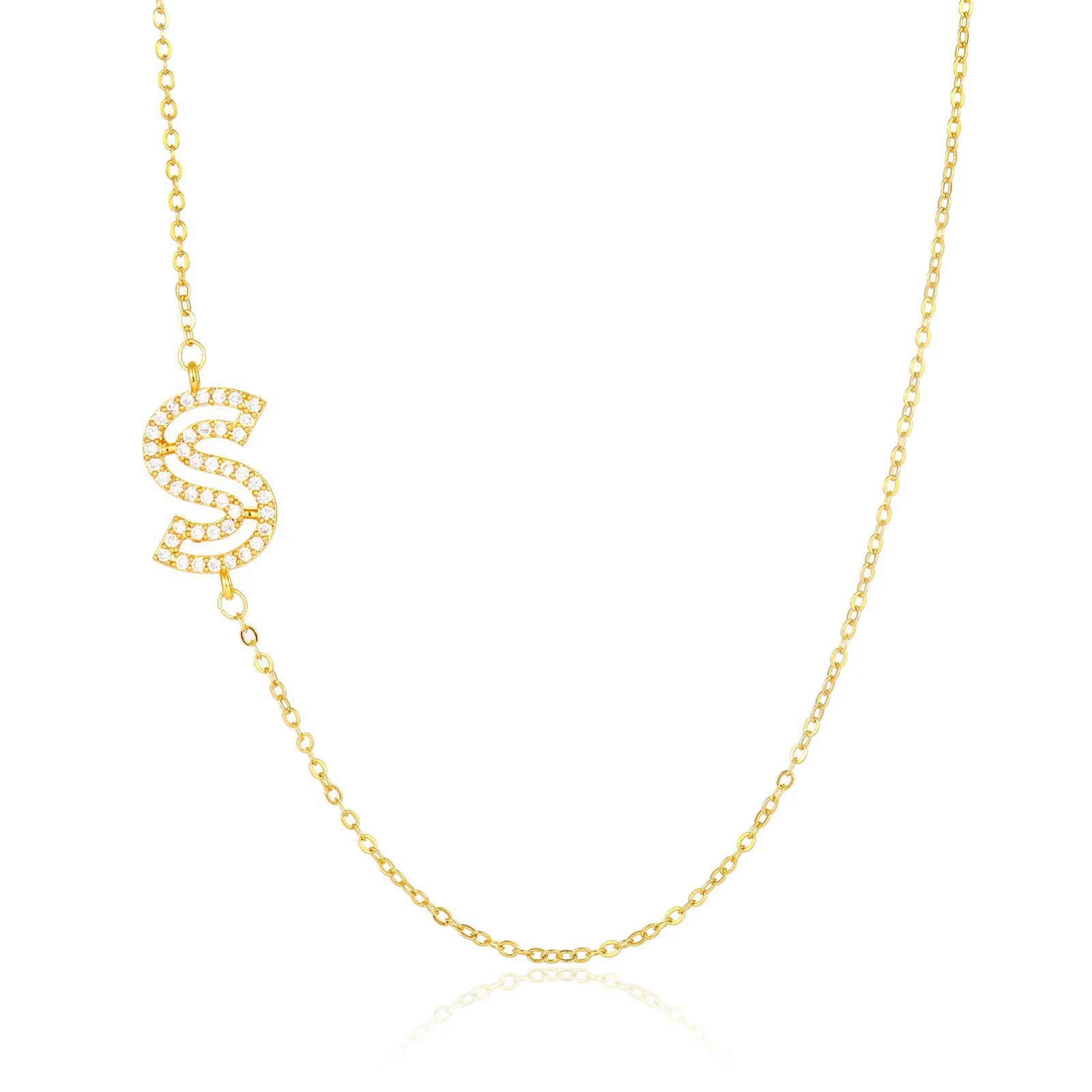 Wholesale Jewelry Women's Clavicle Chain Copper Goldplated Zircon Letter Style - Image 24