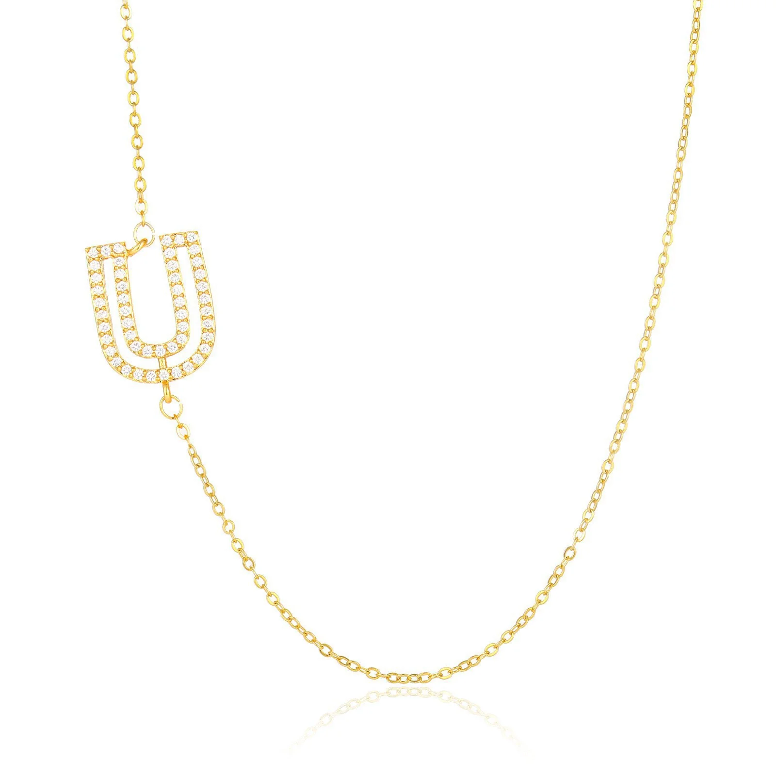 Wholesale Jewelry Women's Clavicle Chain Copper Goldplated Zircon Letter Style - Image 26