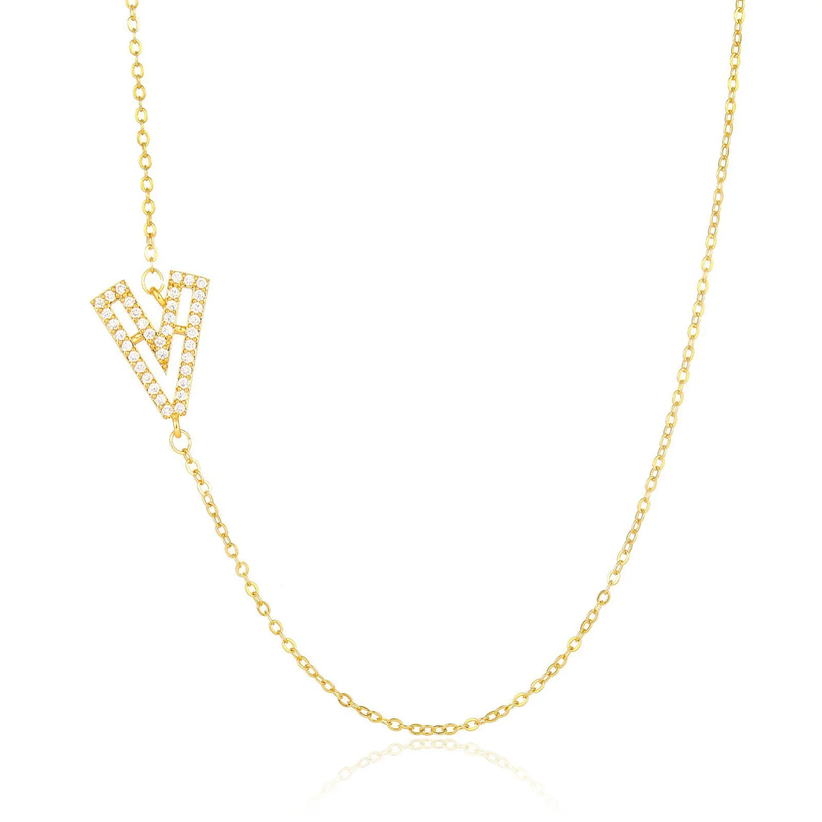Wholesale Jewelry Women's Clavicle Chain Copper Goldplated Zircon Letter Style - Image 27