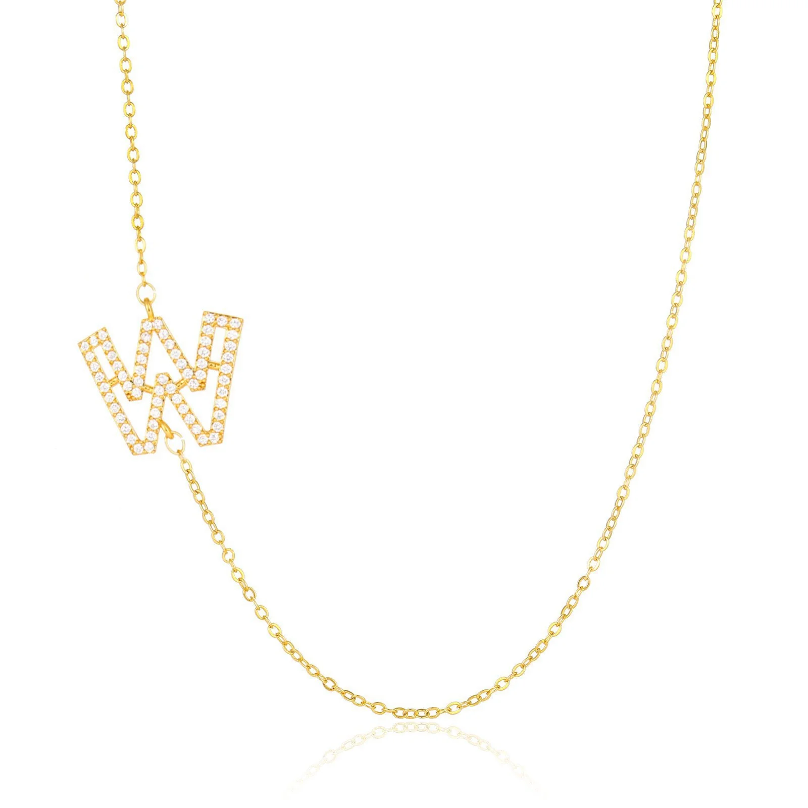 Wholesale Jewelry Women's Clavicle Chain Copper Goldplated Zircon Letter Style - Image 28