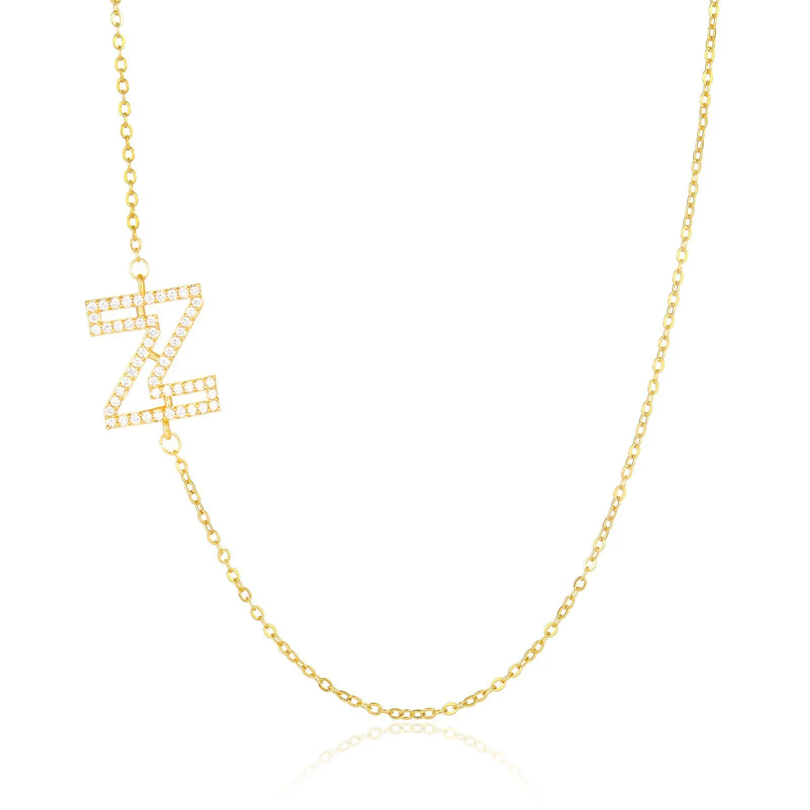 Wholesale Jewelry Women's Clavicle Chain Copper Goldplated Zircon Letter Style - Image 31