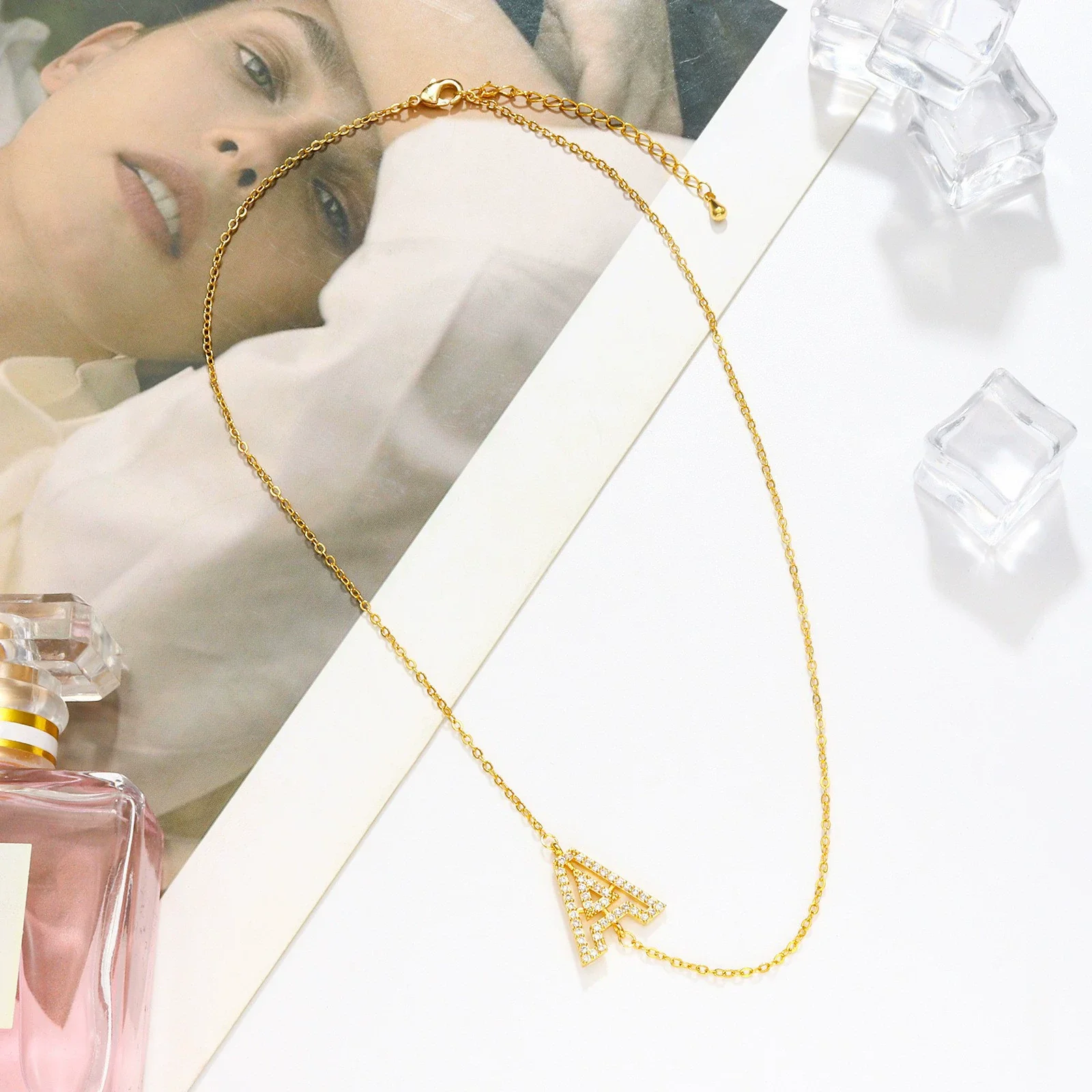 Wholesale Jewelry Women's Clavicle Chain Copper Goldplated Zircon Letter Style - Image 4