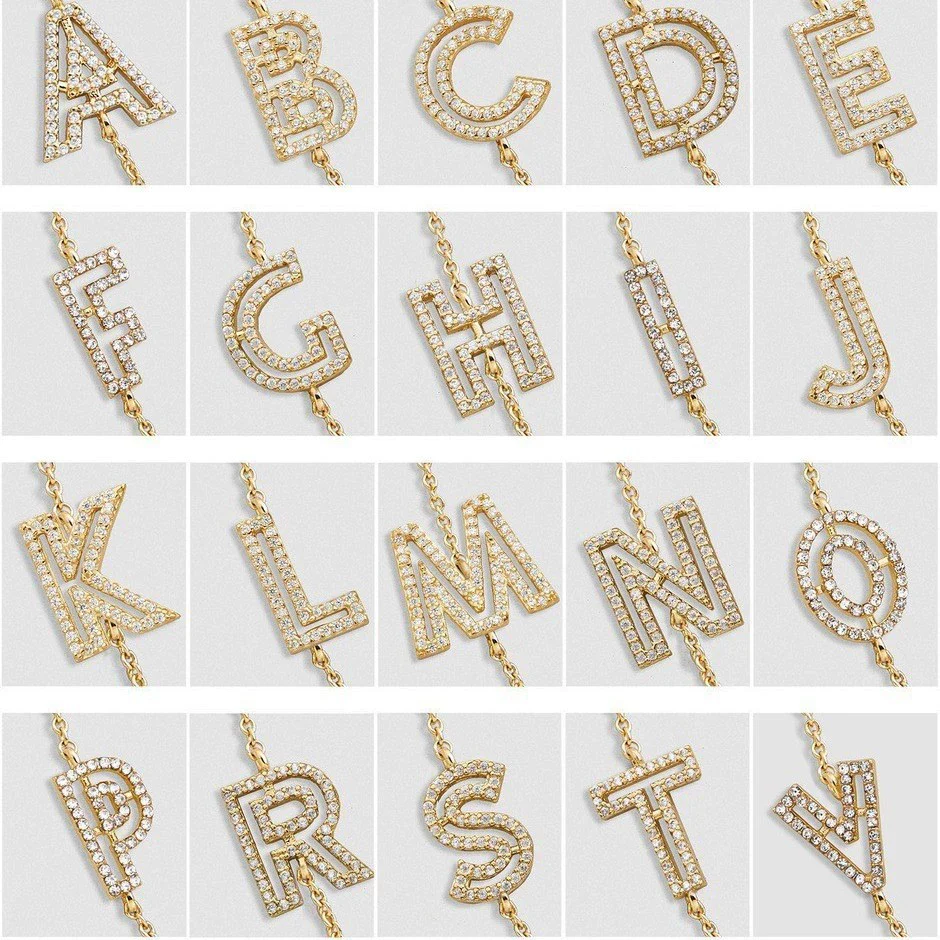 Wholesale Jewelry Women's Clavicle Chain Copper Goldplated Zircon Letter Style - Image 5