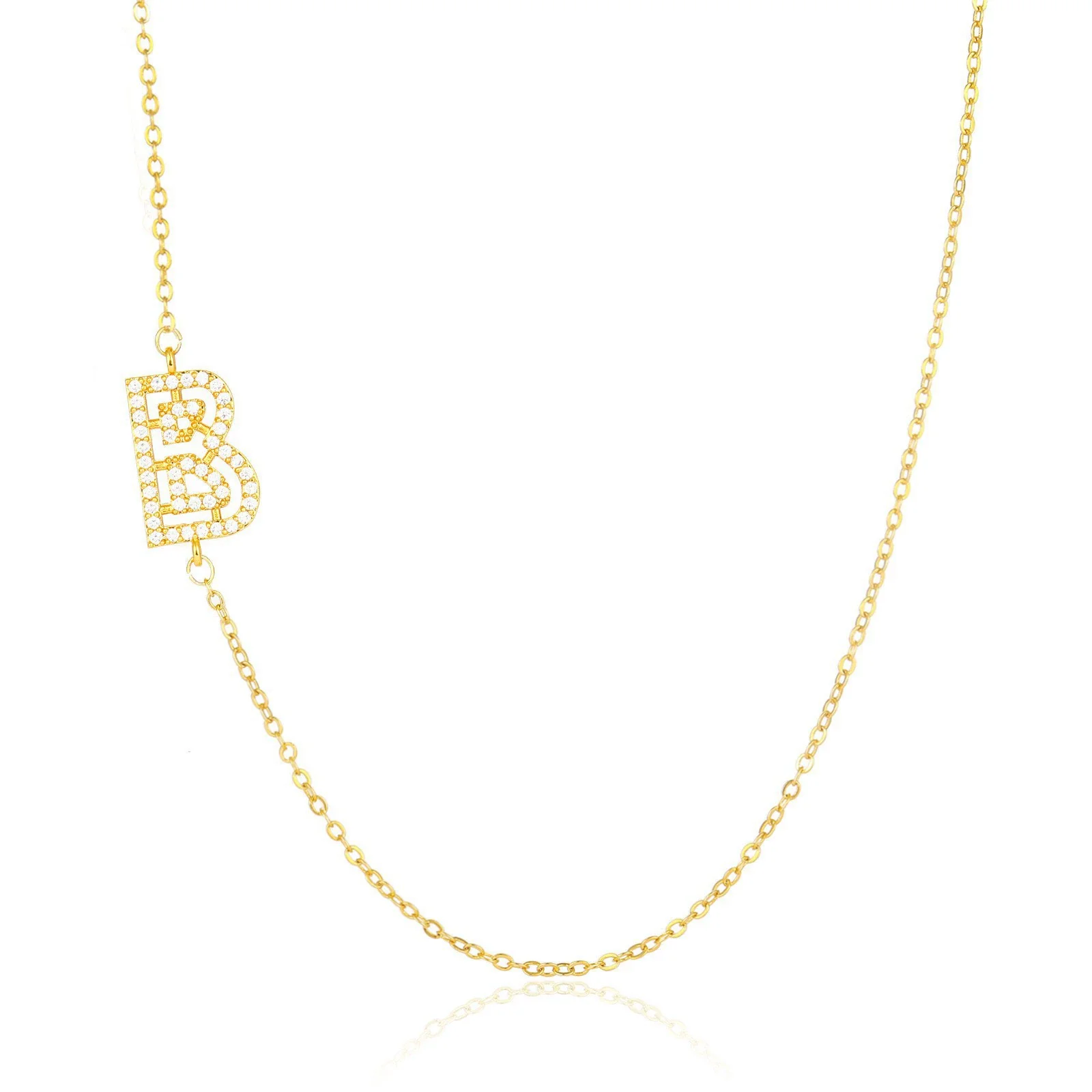 Wholesale Jewelry Women's Clavicle Chain Copper Goldplated Zircon Letter Style - Image 7