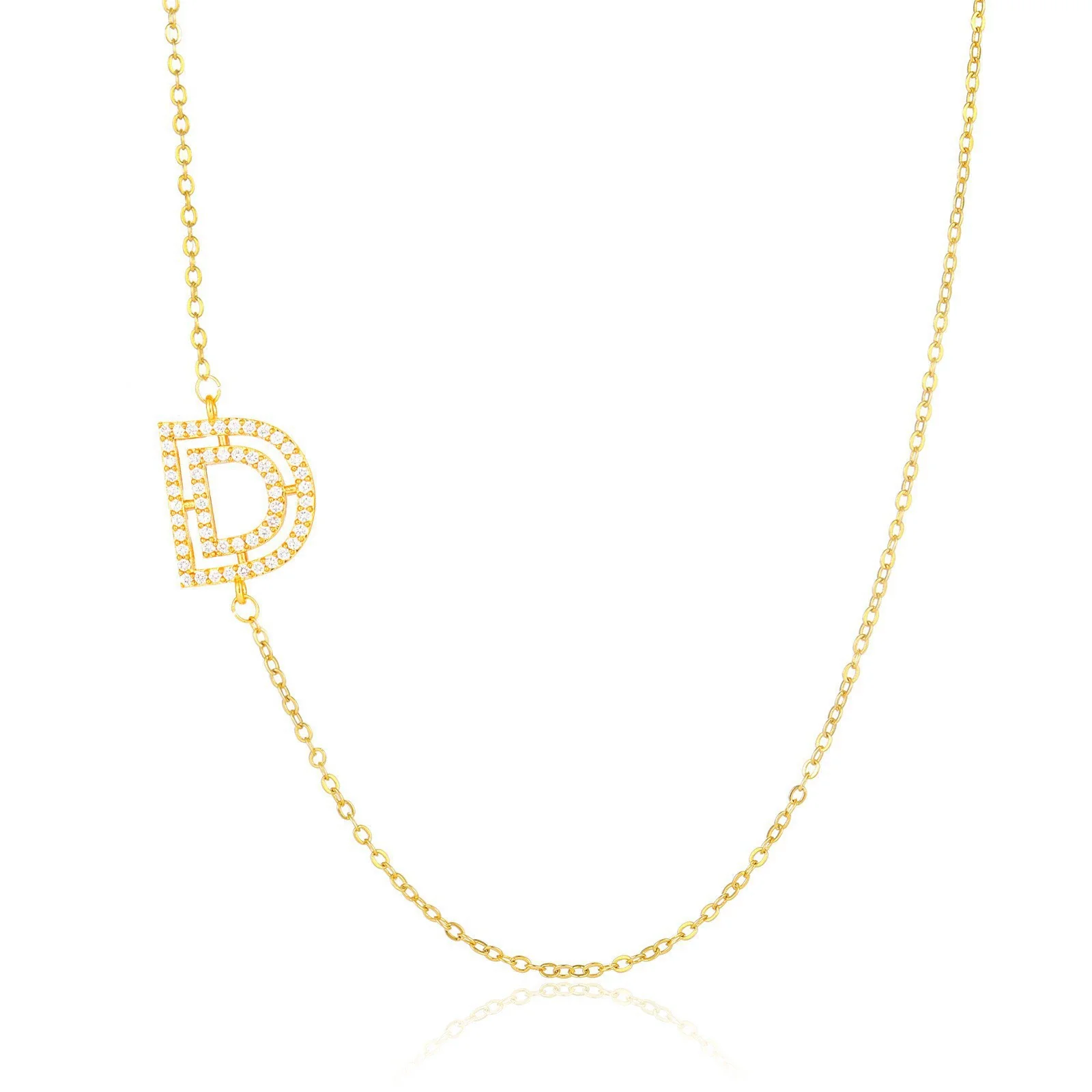 Wholesale Jewelry Women's Clavicle Chain Copper Goldplated Zircon Letter Style - Image 9