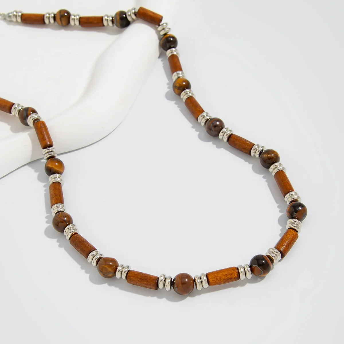 Wholesale Jewelry Wooden Beaded Geometric Bamboo Chain Necklace Handmade Male Accessories - Image 4