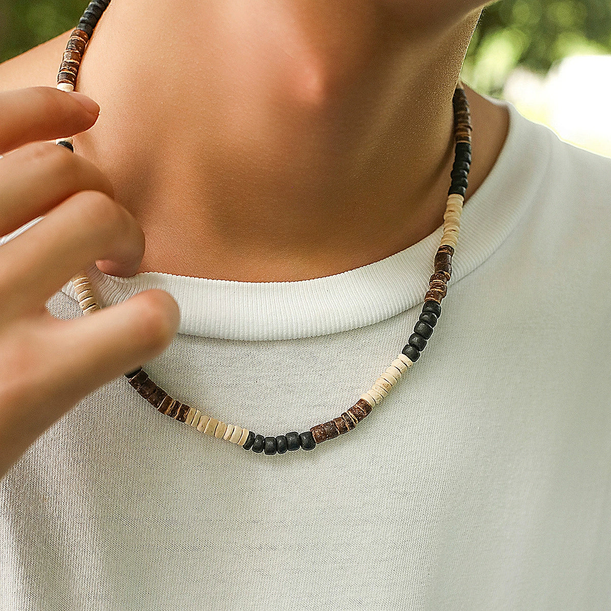 Wholesale Jewelry Wooden Geometric Handmade Men's Necklace