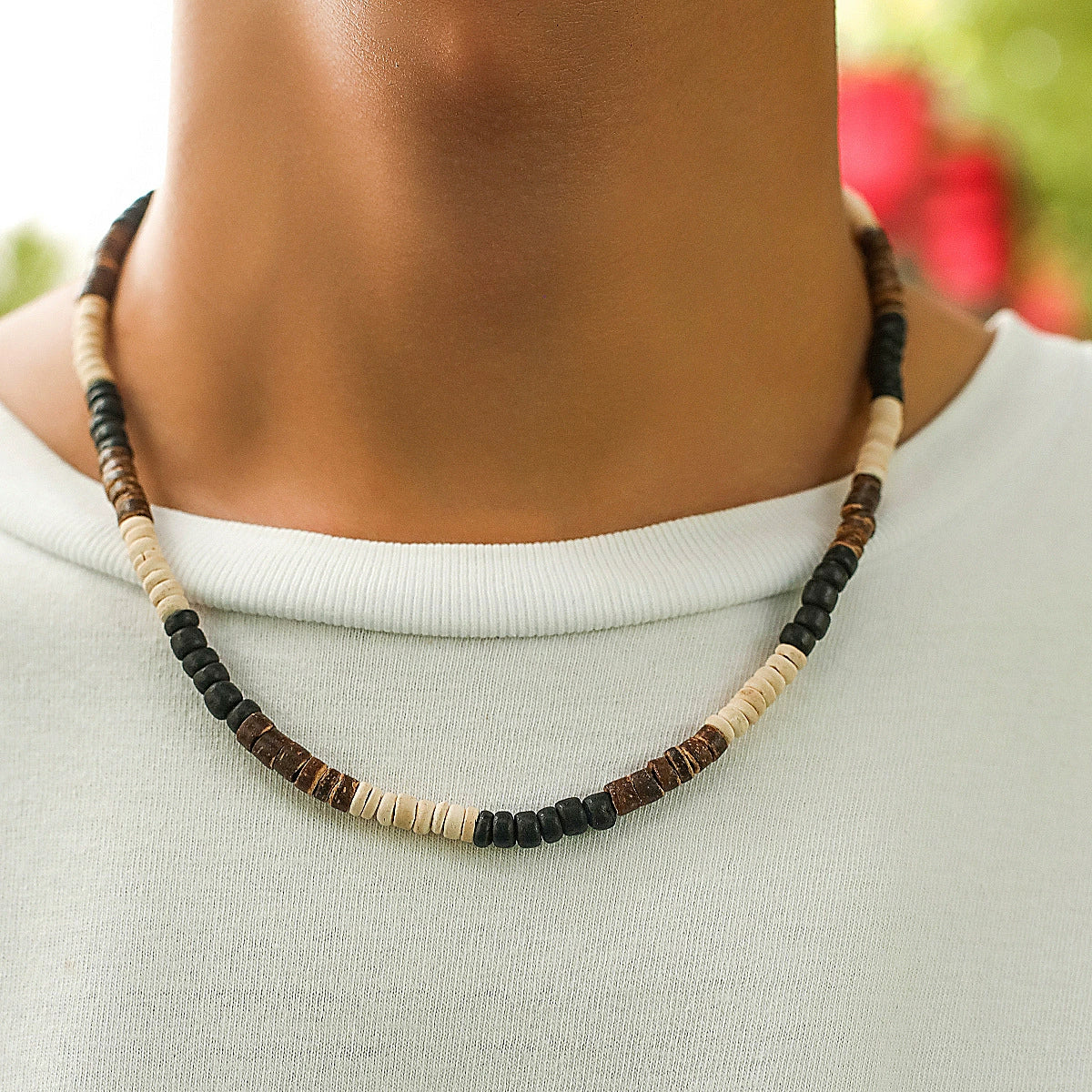 Wholesale Jewelry Wooden Geometric Handmade Men's Necklace - Image 3