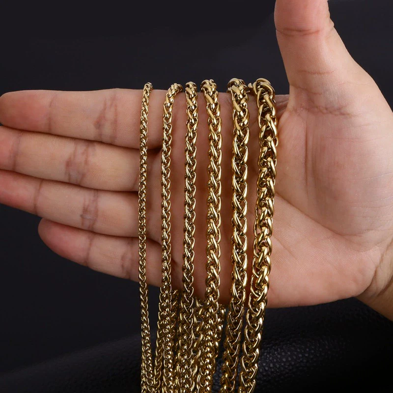 Wholesale Keel Chain Cuban Titanium Steel Chain Geometric Style Electroplated For Men And Women - Image 4