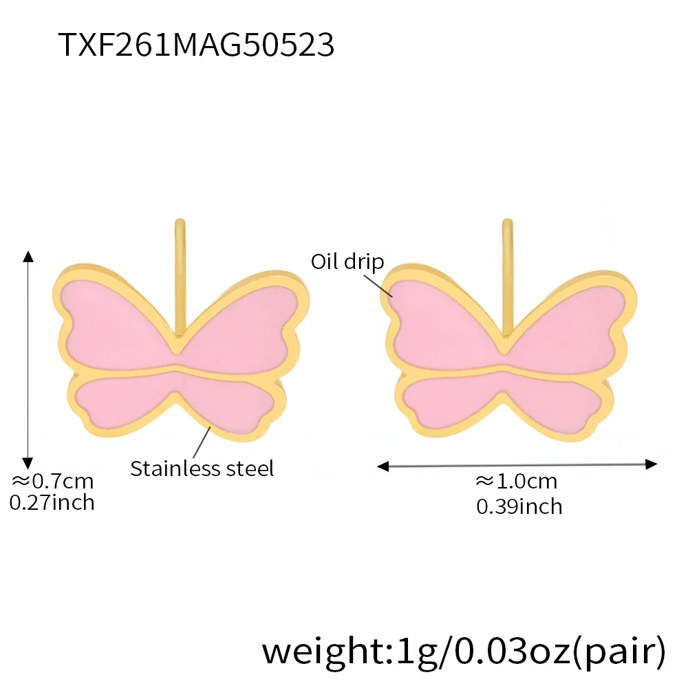 Wholesale Kids' Jewelry Set Ferris Wheel Cute Pink Butterfly Design Titanium Steel Stainless Steel Enamel Glaze Electroplated - Image 8