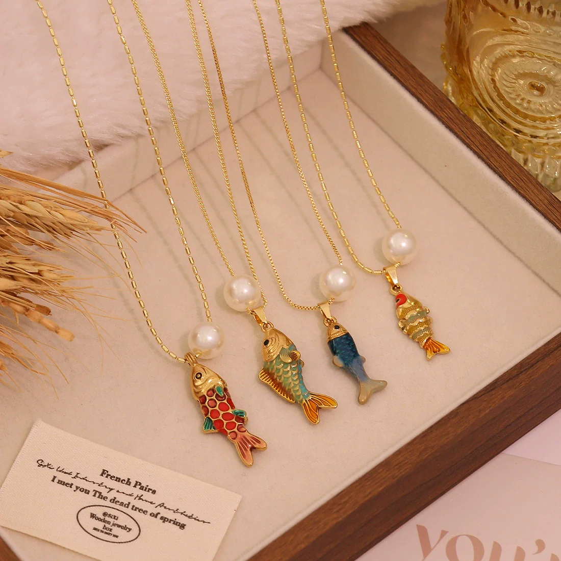 Wholesale Koi Pendant Necklace Colorful Stainless Steel Animal Style