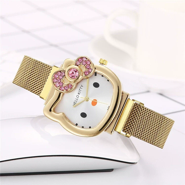 Wholesale Ladies Cartoon Style Alloy And Titanium Watch With Mesh Belt And Round Dial - Image 4