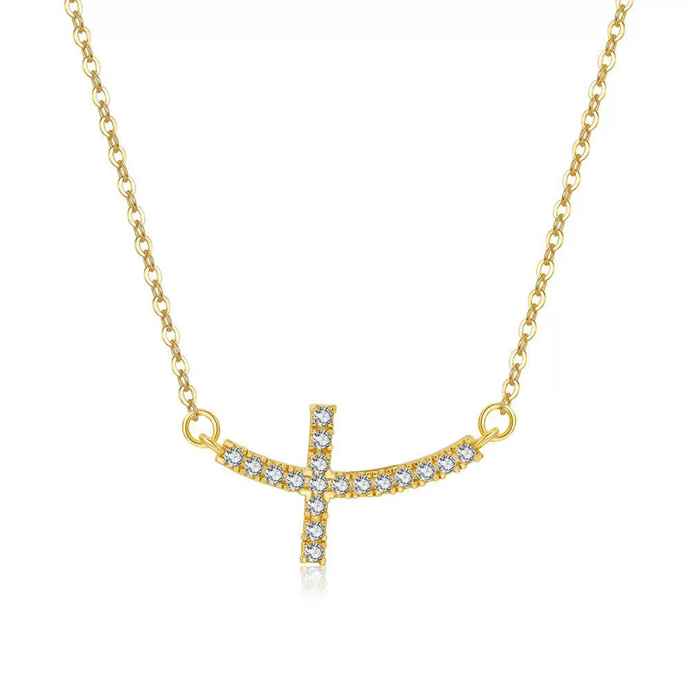 Wholesale Ladies Copper Inlaid Zircon Geometric Handmade Cross O Chain Necklace - Image 5