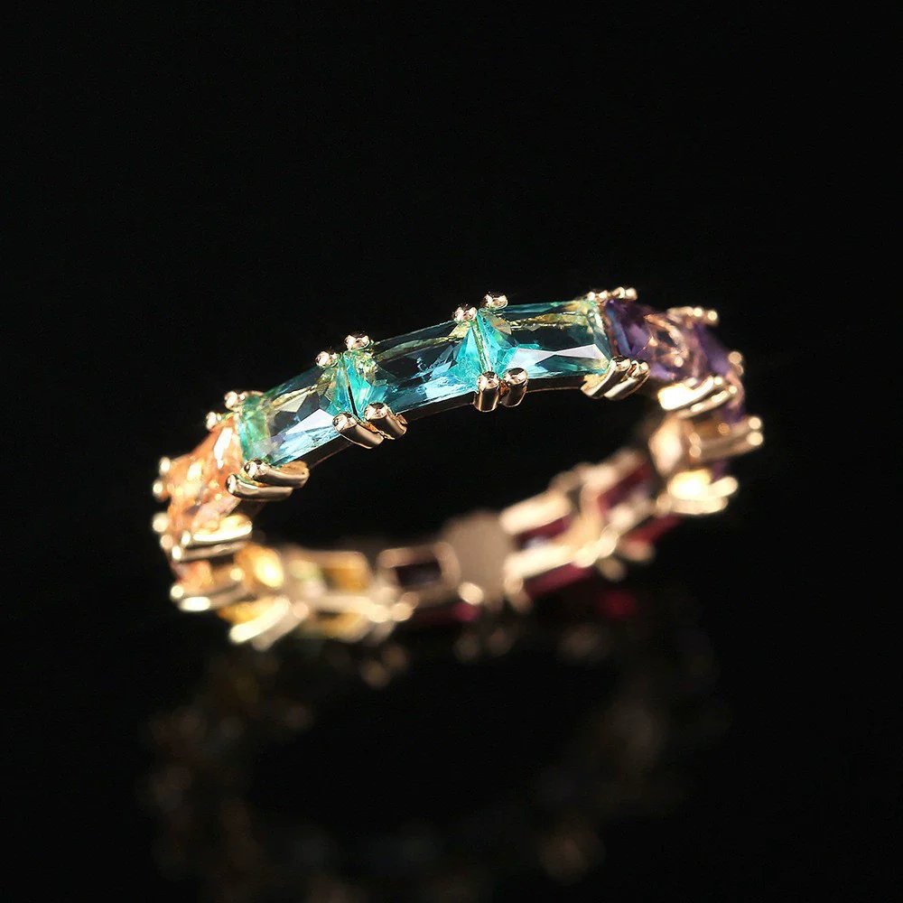 Wholesale Ladies Copper Zircon Ring With Geometric Pattern And Cute Style - Image 3