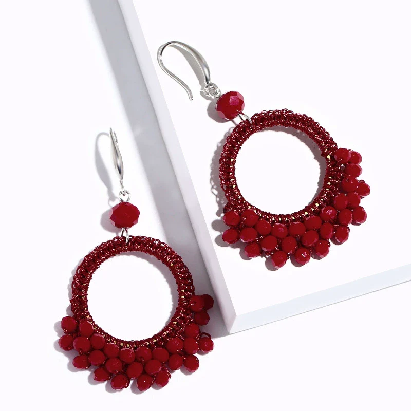 Wholesale Ladies Earrings Retro Handwoven Minimalist Style With Beads Alloy And Geometric Pattern - Image 3