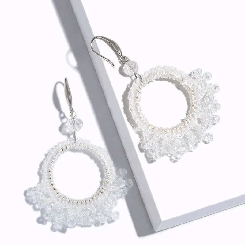 Wholesale Ladies Earrings Retro Handwoven Minimalist Style With Beads Alloy And Geometric Pattern - Image 5