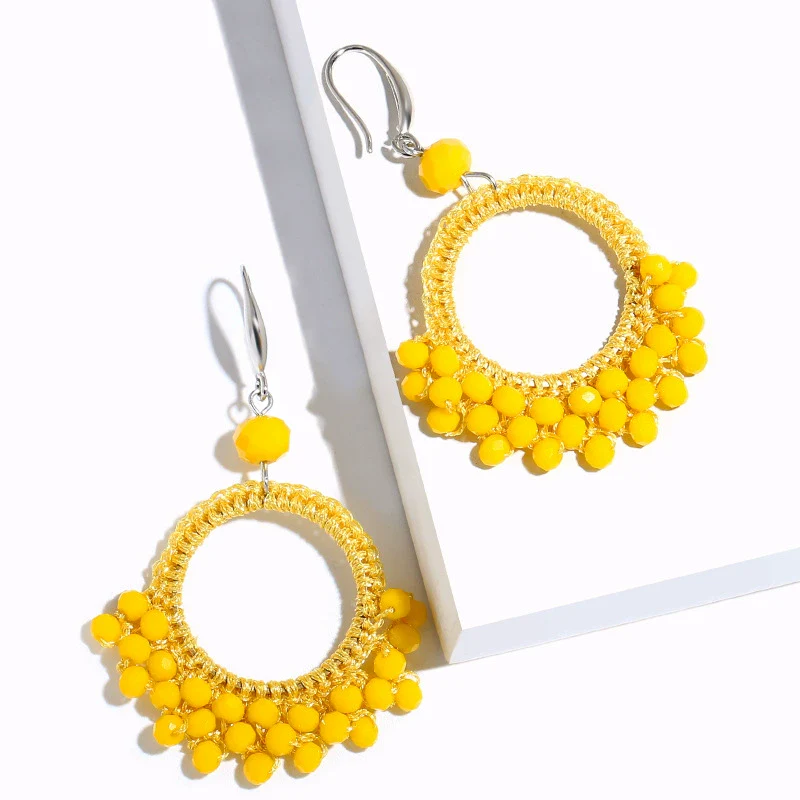 Wholesale Ladies Earrings Retro Handwoven Minimalist Style With Beads Alloy And Geometric Pattern - Image 6