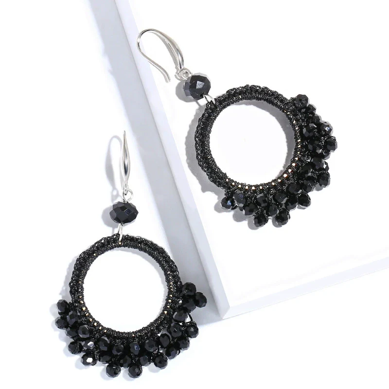 Wholesale Ladies Earrings Retro Handwoven Minimalist Style With Beads Alloy And Geometric Pattern - Image 8