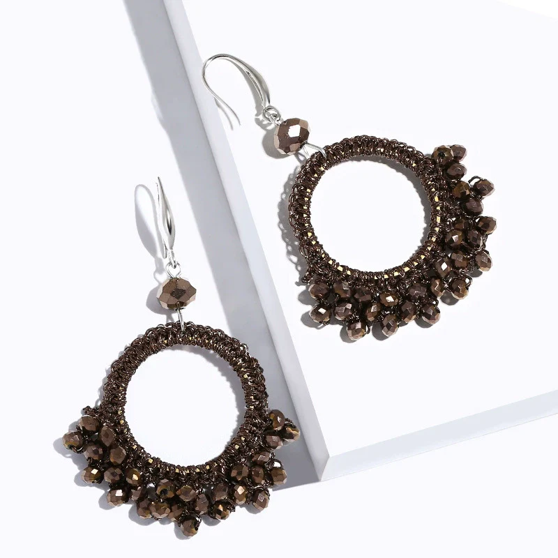 Wholesale Ladies Earrings Retro Handwoven Minimalist Style With Beads Alloy And Geometric Pattern - Image 9