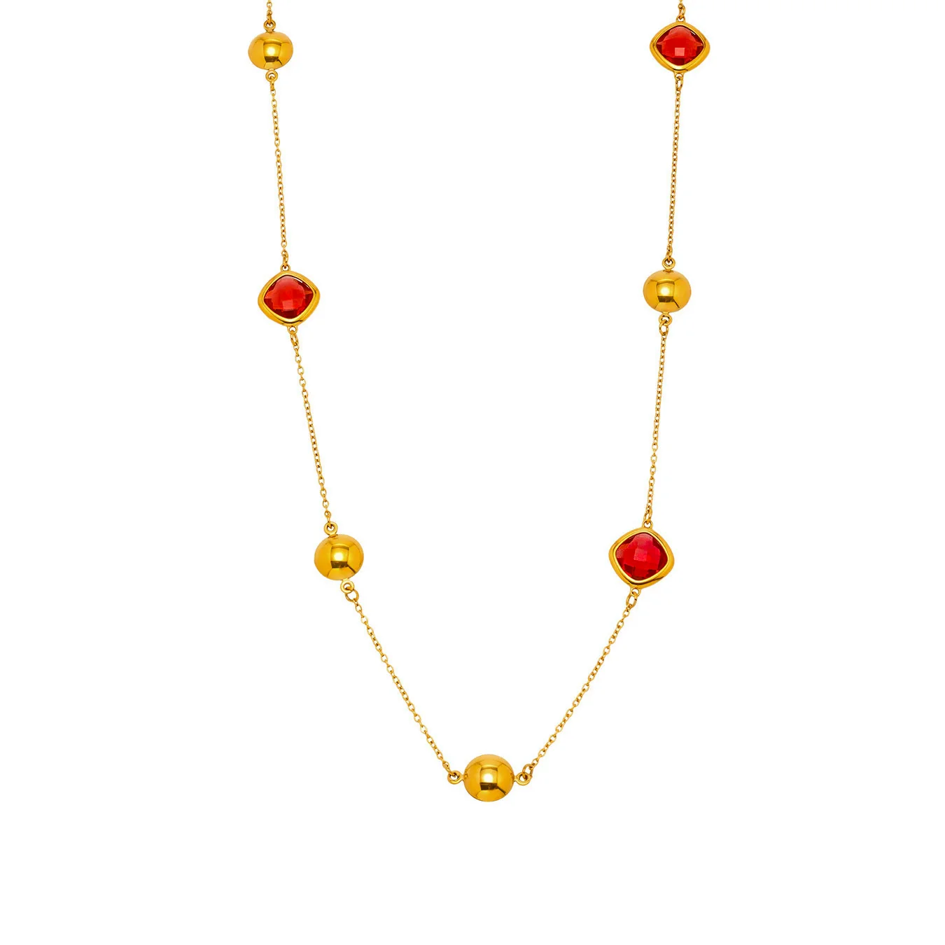 Wholesale Ladies Geometric Ferris Wheel Stainless Steel And Czech Glass Real Gold Plated Long Necklace - Image 5