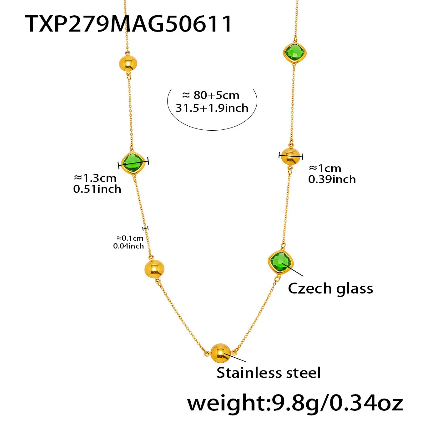 Wholesale Ladies Geometric Ferris Wheel Stainless Steel And Czech Glass Real Gold Plated Long Necklace - Image 7