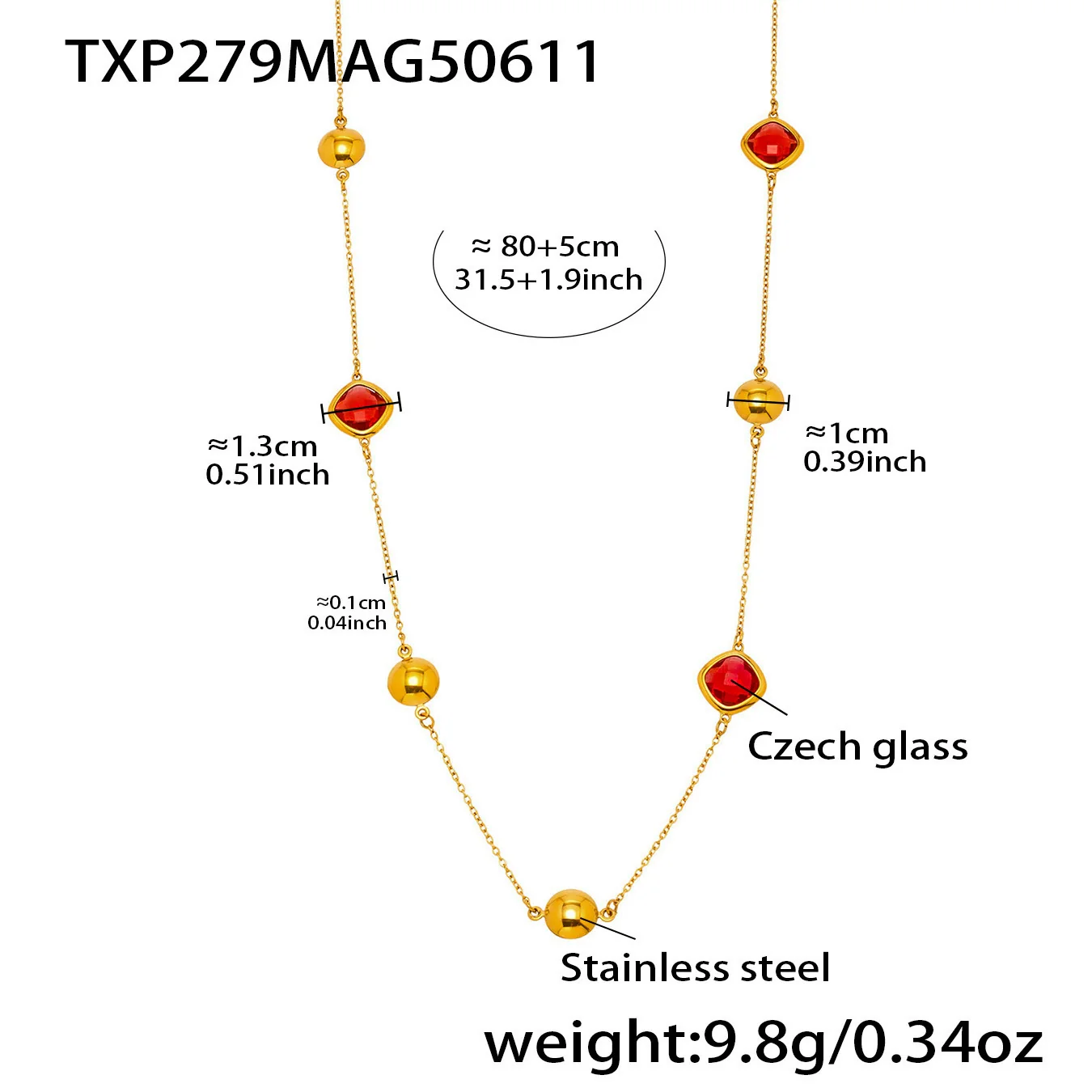 Wholesale Ladies Geometric Ferris Wheel Stainless Steel And Czech Glass Real Gold Plated Long Necklace - Image 8